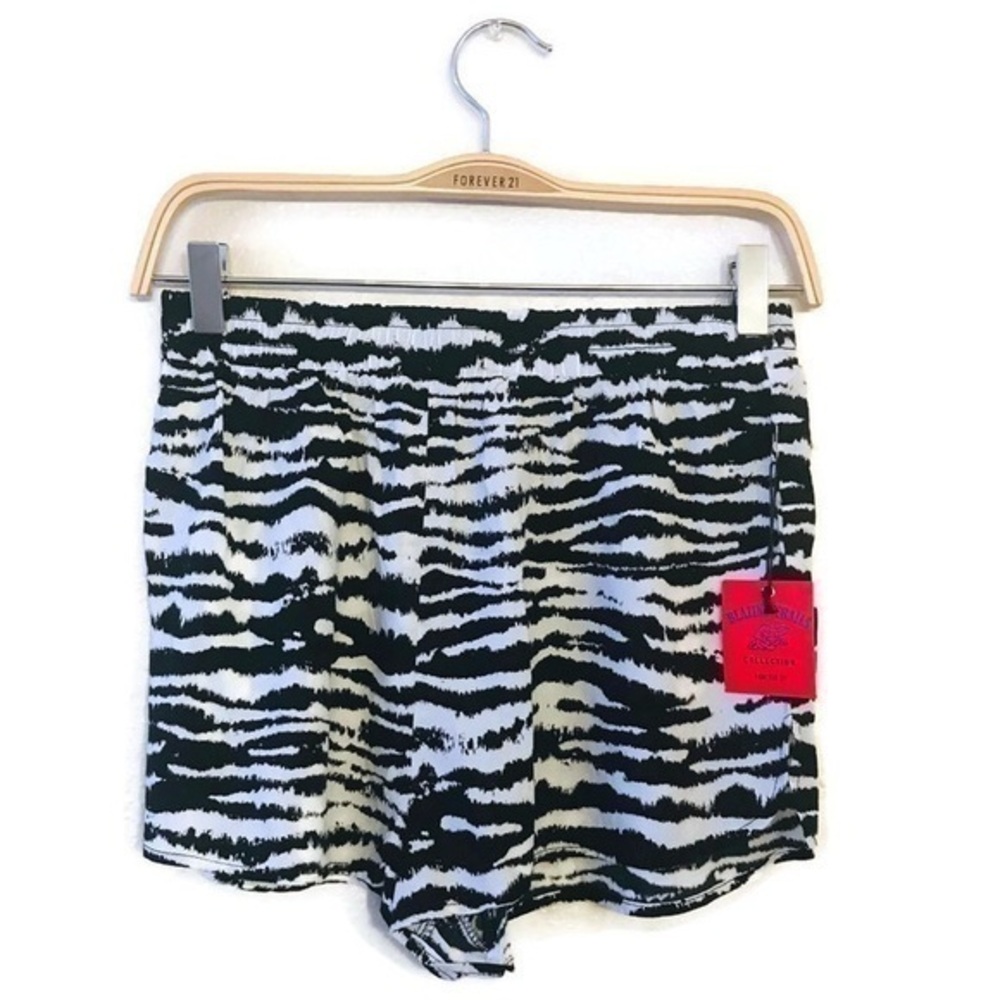 Zebra Print Rayon Shorts Black White Small